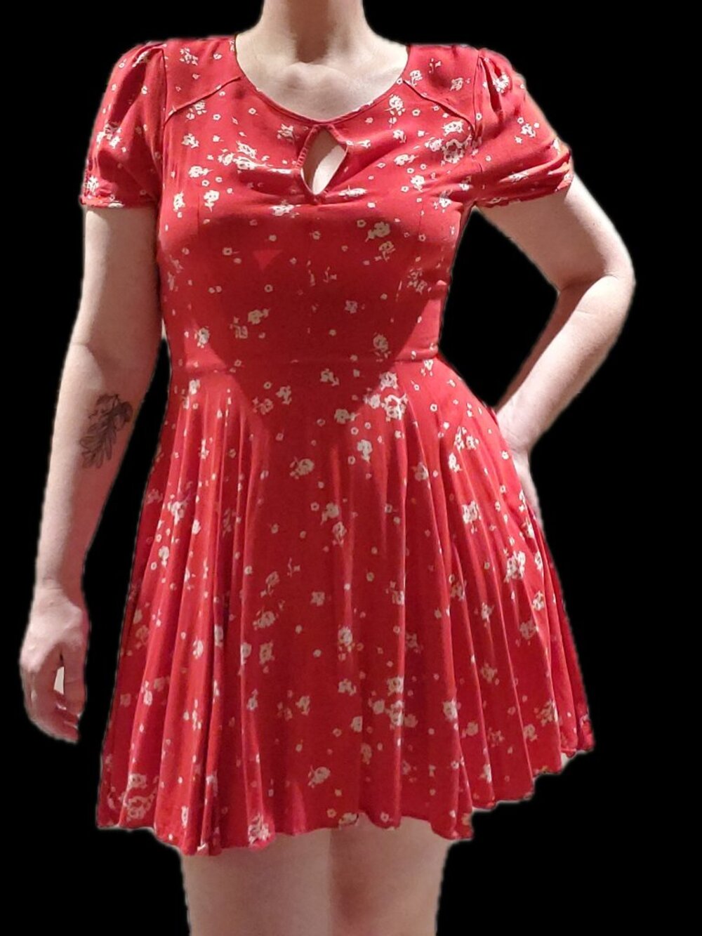 Kimchi Blue Red Floral Puff Sleeve Mini Dress – Size 10